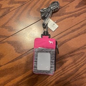 Pink lanyard ID holder